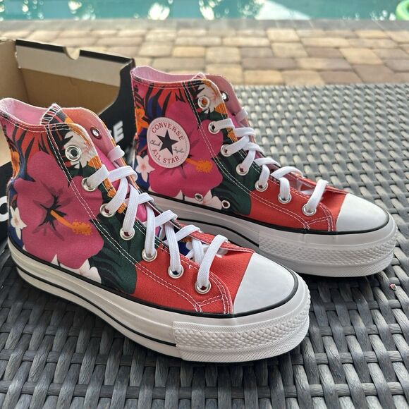 Converse CTAS Lift High Paradise Print Women's Shoes 563975C - Picture 2 of 15